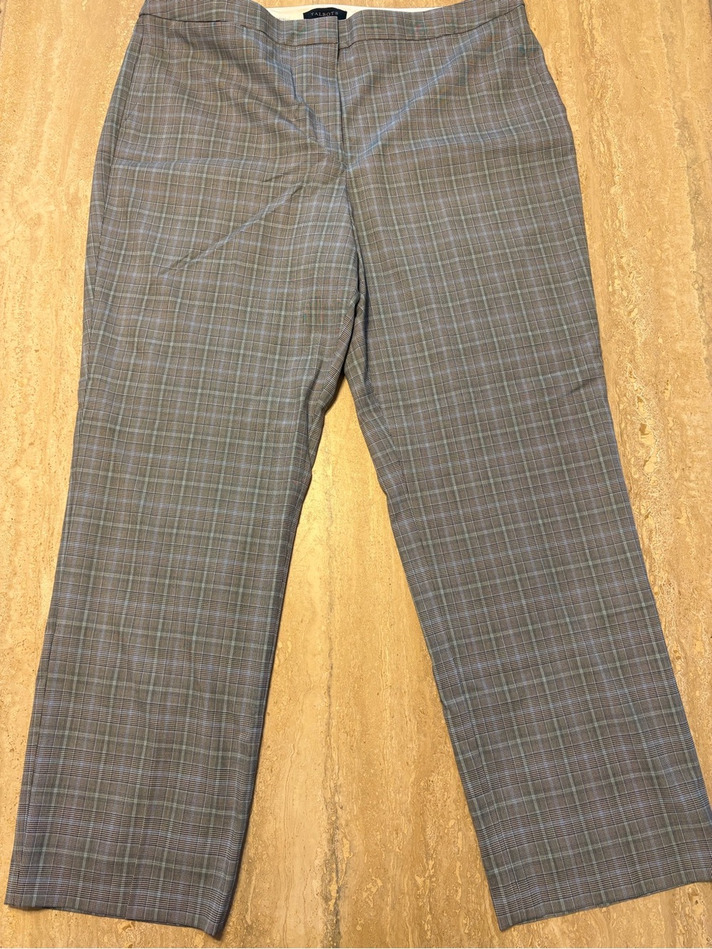NWT Talbots Glen Plaid Ankle Dress Pants | Size 18 | Grey Blue Check Trousers